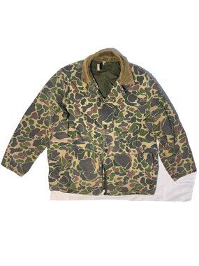 Vintage Canvasback Hunting Jacket Mens L/XL Camo Game Pocket Corduroy Collar